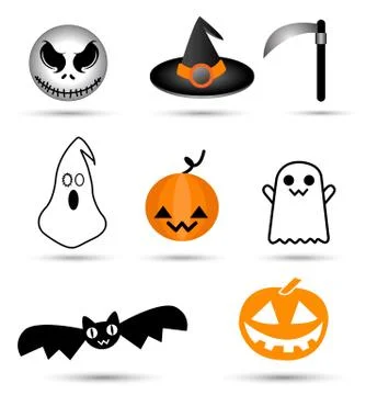 Halloween object set cartoon Stock Illustration