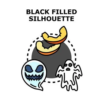 Halloween objects creating spooky black filled silhouette concept Stock Illustration