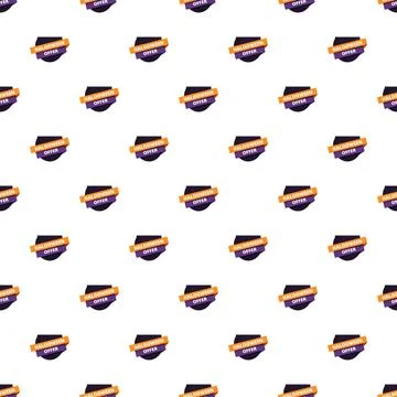 Halloween offer pattern with flat style discount badges Stock Illustration
