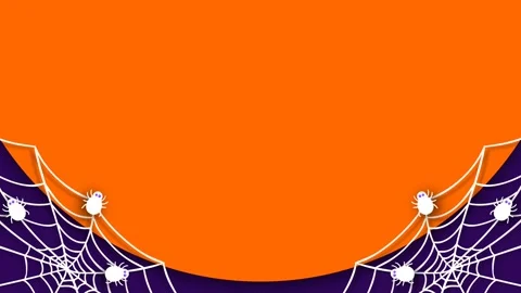 Halloween Orange Background With Spider Web And Spiders Frame Animation. Video stock 345195730