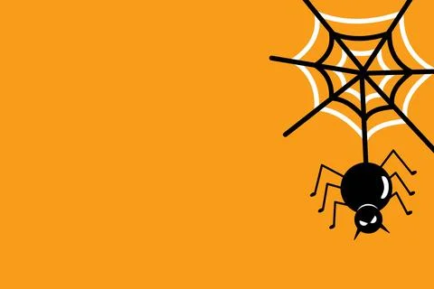 Halloween Orange Background with Spider Web Copy Space Stock Illustration