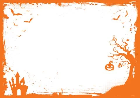 Halloween orange element border and background template Stock Illustration