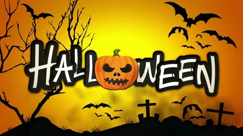 Halloween Orange Pumpkin Dawn Graveyard Animation - 4K Resolution Ultra HD UHD Stock Footage 42580975