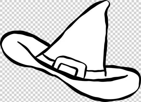 Halloween Outline Cute Witch Hat Hand Drawn Stock Illustration
