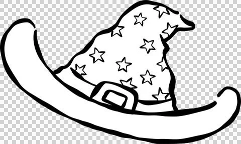Halloween Outline Cute Wizard Hat Hand Drawn Stock Illustration
