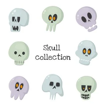 Halloween pack skeleton head collection illustration and vector Stock Illustration