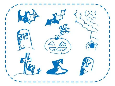 Halloween painted by hand on a sheet. Vector illustration. 스톡 일러스트