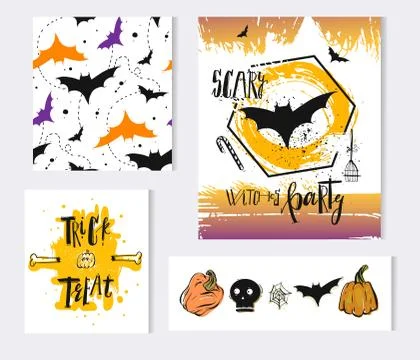 Halloween Paper notes. Scrapbooking elements. 스톡 일러스트