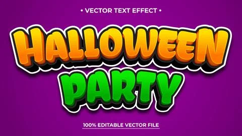Halloween Party 3d editable text effect Stock Illustration