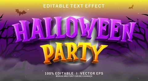 Halloween party 3d vector text effect with modern style design Stock Illustration
