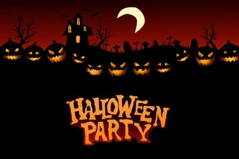 Halloween Party Background with Pumpkins Stock Illustration