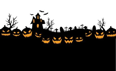 Halloween Party Background with Pumpkins Stock Illustration