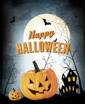 Halloween party background with pumpkins. vector. Stock Illustration