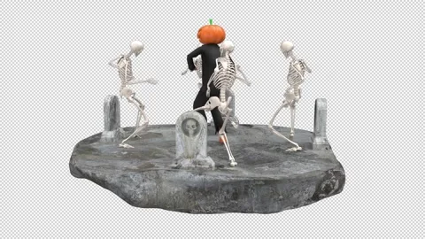 Halloween party dance - 3d render looped with alpha channel. Stock Footage 248111852