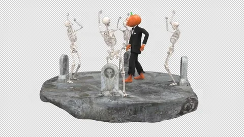 Halloween party dance - 3d render looped with alpha channel. Stock Footage 248114296