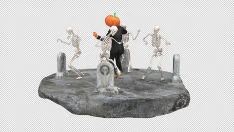 Halloween party dance - 3d render looped with alpha channel. Stock Footage 248114512