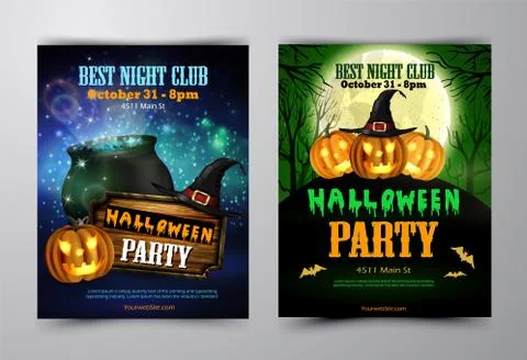 Halloween party flyer with pumpkins Illustrazione stock