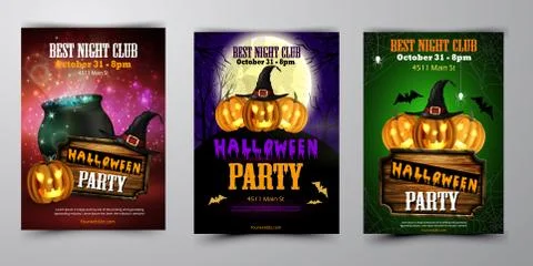 Halloween party flyer with pumpkins Illustrazione stock