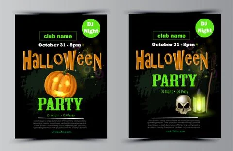 Halloween party flyer set vector Stock Illustration