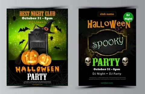 Halloween party flyer set vector Stock Illustration