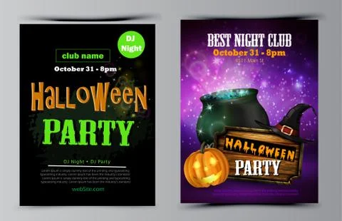 Halloween party flyer set vector Illustrazione stock