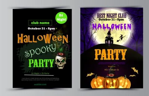 Halloween party flyer set vector Illustrazione stock
