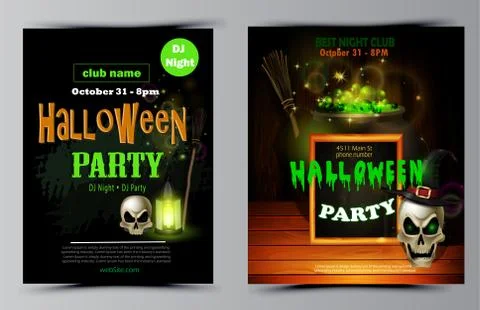 Halloween party flyer set vector Illustrazione stock