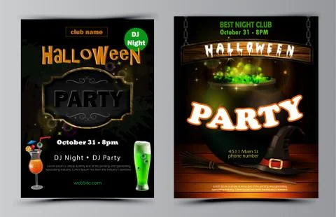 Halloween party flyer set vector Stock-Illustration