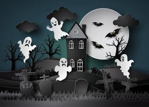 Halloween party with ghost. Stock Illustration