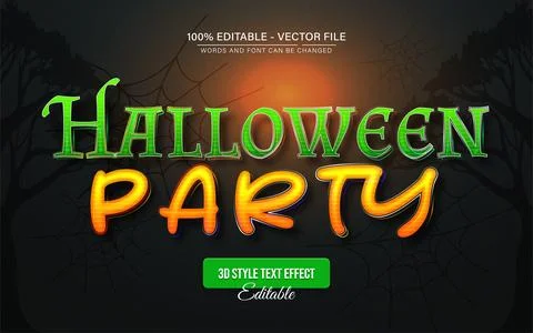 Halloween party horror text effect editable Stock Illustration