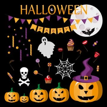 Halloween Party. Icon. Vector. Flat. Stock Illustration