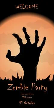 Halloween party invitation vector template. Welcome to Zombie party text with イラスト素材