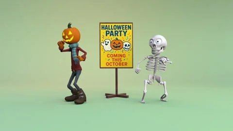 Halloween party poster – 3d render looped. Stock Footage 317690647