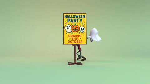 Halloween party poster – 3d render looped. Stock Footage 317814437