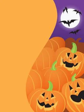 Halloween party poster vector with pumpkins Stock Illustration