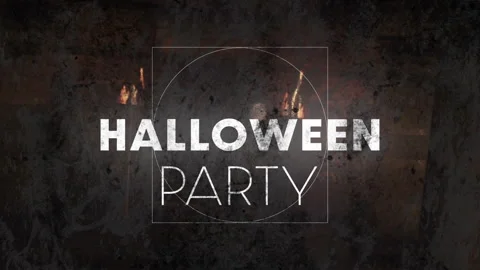Halloween Party text animation over dark, spooky background with flickering Stock Footage 306273306