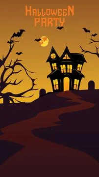 Halloween Party Vertical Vector Poster Stock Illustration