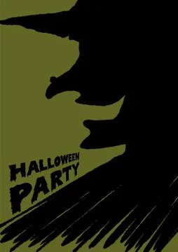 Halloween party witch brush background Stock Illustration