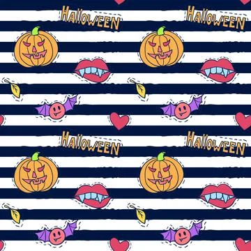 Halloween patch badges. Holiday doodles. Halloween stickers. Stock-Illustration