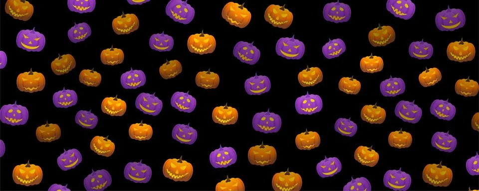 Halloween pattern background with jack o lantern pumpkins 스톡 일러스트