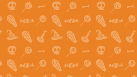 Halloween Pattern Background With Orange Color. 4k Animation Stock Footage 283357515