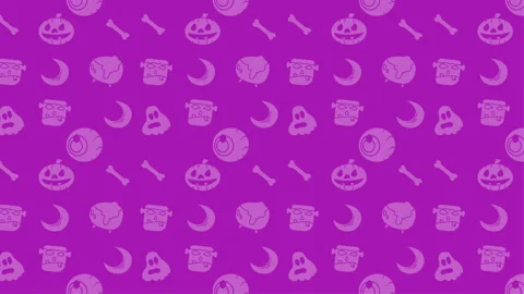 Halloween Pattern Background With Purple Color. 4k Animation Stock Footage 283357548