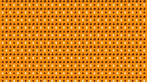 Halloween Pattern Combo of Pumpkin, Ghost, Witch Hat and Bat in Black, Stock Footage 118062096