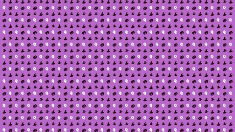 Halloween Pattern Combo of Pumpkin, Ghost, Witch Hat and Bat in Black, Stock Footage 118078217