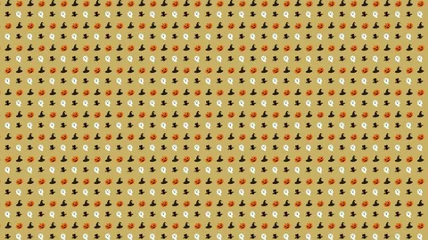 Halloween Pattern Combo of Pumpkin, Ghost, Witch Hat and Bat in Orange, Stock Footage 118133958