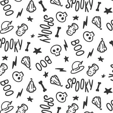 Halloween pattern elements, seamless pattern, simple doodle design イラスト素材
