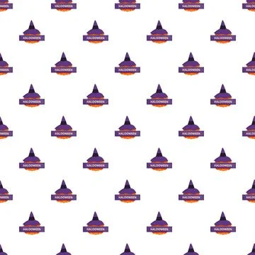 Halloween pattern featuring witch hats and pumpkins Stock Illustration
