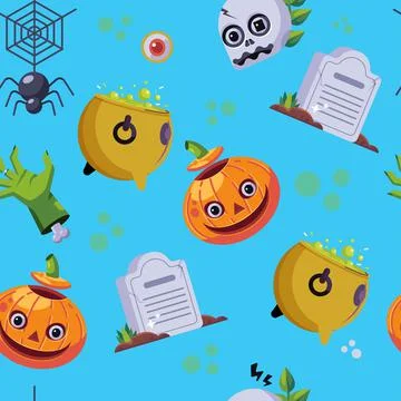 Halloween pattern frightening elements sketch イラスト素材