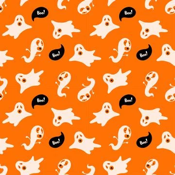 Halloween pattern with ghosts Stock Illustration