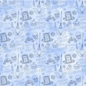 Halloween pattern Halloween pattern with a sinister spider,bat,broom witch... Stock Photos